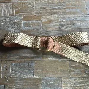 Lauren Ralph Lauren Gold metallic leather belt Large 1\